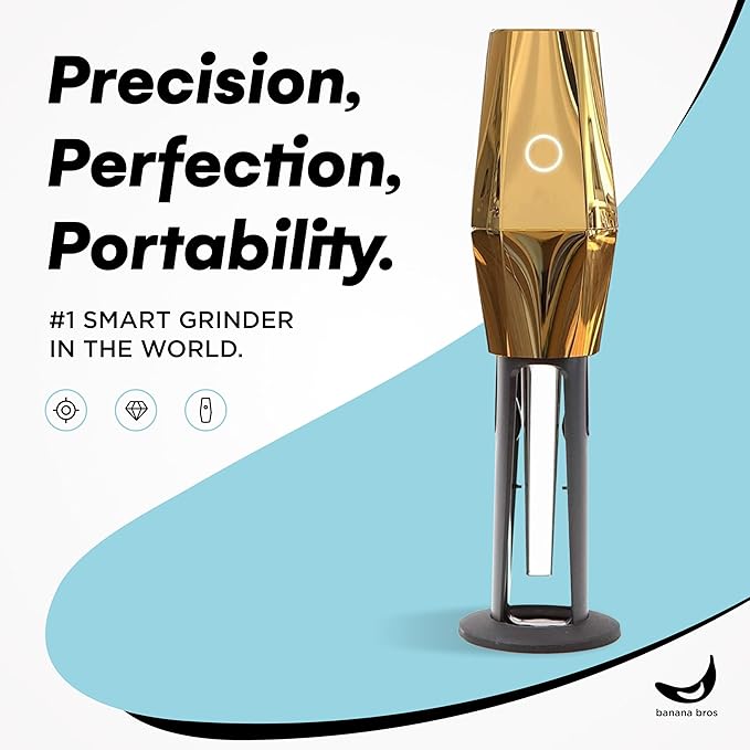 Banana Bros OTTO Electric Smart Spice Grinder - Automatic Herb Grinder with Smart Technology - USB Rechargeable - Portable Milling for Dry Herbs and Spices - Gold - Carrying Case Included