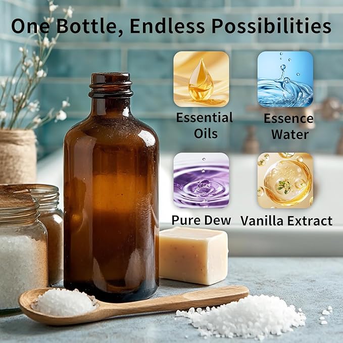 24 Pack 8oz Amber Glass Boston Round Bottles with Phenolic Polycone Caps – Airtight, Leak-Proof Brown Glass Containers for Kombucha Brewing, Storing Condiments, Essential Oils, and Homemade Solutions