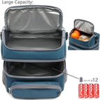 FlowFly Double Layer Cooler Insulated Lunch Bag Adult Lunch Box Large Tote Bag for Men, Women, With Adjustable Strap,Front Pocket and Dual Large Mesh Side Pockets