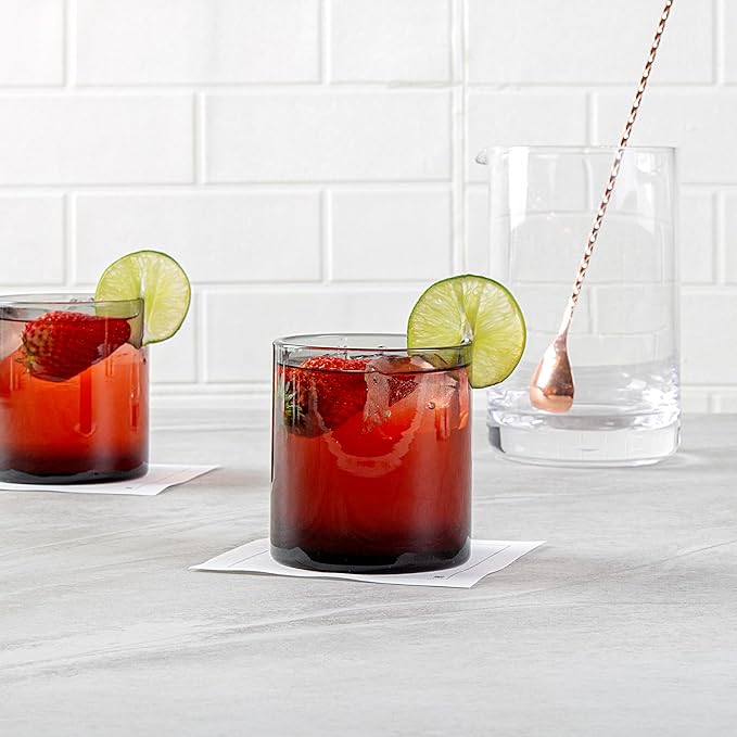 Restaurantware-Vetri 10 Ounce Old Fashioned Glasses, 24 Dishwashable Whiskey Glasses - No-Lead, Durable, Gray Glass Tumblers For Scotch, For Drinking Liquor, Cocktail, Bourbon, Cognac, And More