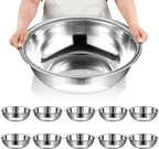 10 Pcs Stainless Steel Mixing Bowls Metal Mixing Bowls Extra Large Basin Salad Bowl with Deeper Edge, Dishwasher Safe, Mirror Finish for Home and Commercial, Silver (16 Inch 13 Qt)