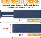 SpaceAid Bamboo Dresser Drawer Dividers 6 Pack, 4.65“ High Adjustable 17“-22” Drawer Organizers, Expandable Organization for Clothing, Clothes, Dressers, Navy Blue
