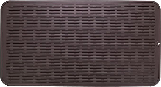 Silicone Dish Drying Mat for Multiple Usage,Easy clean,Eco-friendly,Heat-resistant Silicone Mat for Kitchen Counter or Sink,Refrigerator or Drawer Liner Coffee 4XL 32 inches x 18 inches