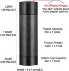 ARKNOAH Premium Pepper Grinder - Adjustable Coarseness with Aircraft-Grade Aluminum Body and Stainless Steel Blades-Refillable Manual Pepper Mill for Professional Kitchens & Commercial Use
