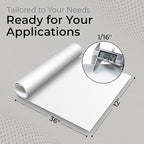 Exactly Rubber - White Silicone Sheet, 60A Durometer Silicone Mat, Food-Grade Rubber Mat with -80 to 450°F Temperature Resistance, 400% Elongation, Silicone Placemat Made in The USA, 1/16 x 12” x 36”