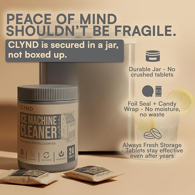 Nickel Safe Ice Machine Cleaner and Descaler 24-Pack Countertop Ice Maker Cleaner Tablets – No Residue, Unscented, Non-Corrosive Formula for Commercial, Nugget, and Home Machines