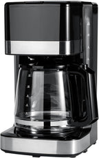 Amazon Basics 12 Cup Drip Coffee Maker, Coffee Machine with Glass Coffee Pot (1.9 Qt), Auto Shut-off, Auto Pause, Removable Filter Basket, Black & Silver