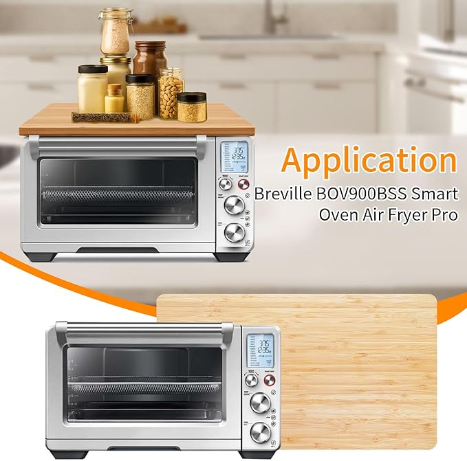 Bamboo Cutting Board for Breville BOV900BSS Smart Oven Air Fryer Pro, Countertop Convection Oven Accessories With Silicone Feet, Heat Resistance, Added Storage
