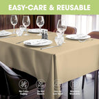 Pureegg Rectangle Table Cloth 60" x 84" – Durable Polyester Tablecloth Offers Reusable & Washable Protection, Ideal for Outdoor Party, Picnic, Wedding, Banquet and Birthday, Beige