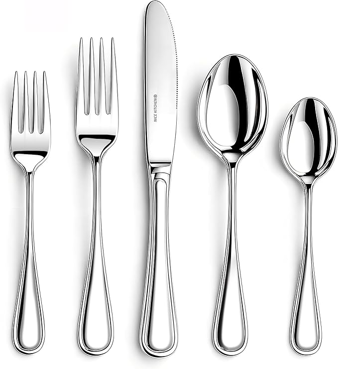 Silverware set for 12,60 Pieces Premium Stainless Steel Silverware set,Mirror Polished Cutlery Set,Heavy Duty Flatware Set for 12,Dishwasher Safe,Luster Series