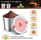 Kcup refillable coffee pod : Reusable Stainless Steel K Cups for Keurig Metal K Cup - Pink & Gray Reusable Coffee Filter for Keurig 1.0 & 2.0 Coffee Maker - Eco-Friendly, Stratum Flow Tech