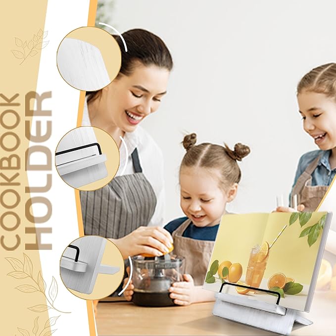 Cookbook Stand Wood Cookbook Holder: Farmhouse Kitchen Decor Cookbook Stand - Adjustable Cookbook Recipe Stand