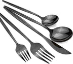 24Pcs Black Mirror Silverware Flatware Set, 18/0 Stainless Steel Cutlery Set Utensils Kitchen Dinnerware Include Knife Fork Spoon and Teaspoon, Service for 4