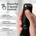 Zulay Kitchen Lux Rechargeable Milk Frother Handheld - Powerful 2-Speed Motor, Fully Waterproof, 2000mAh Battery - Drink Mixer For Latte, Cappuccino, Matcha, Protein Powder - Black Copper