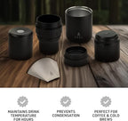 Nest Pour Over Coffee Kit | Coffee Maker for Camping | All-In-One Travel Pour Over | Transportable Dripper, Two 10oz Stainless Steel Travel Mugs | Compact Storage & Adventure Ready | Black