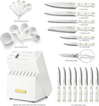 McCook® Knife Sets, White High Carbon Stainless Steel Kitchen Knife Sets with with Built-in Sharpener