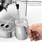 Espresso Coffee Machine, Compact Espresso Maker 20 Bar, Stainless Steel Cappuccino Machines With Steam Milk Frother For Home Barista, Office Mattino