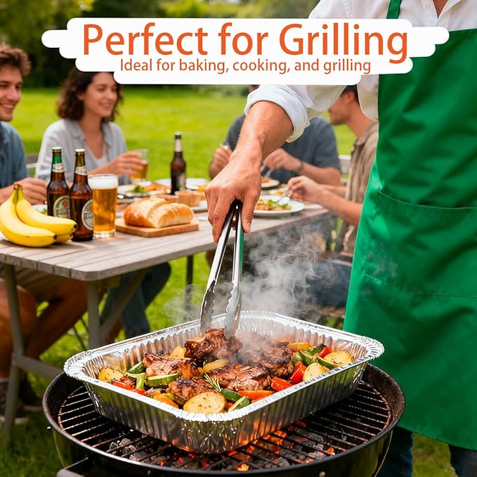 Disposable 9x13 Aluminum Foil Pans with Lids, (10 Pack) Half Size Aluminum Foil Heavy Duty Deep Steam Pans for Roasting Turkey, Cooking, Prepping- Thanksgiving, Christmas, Parties