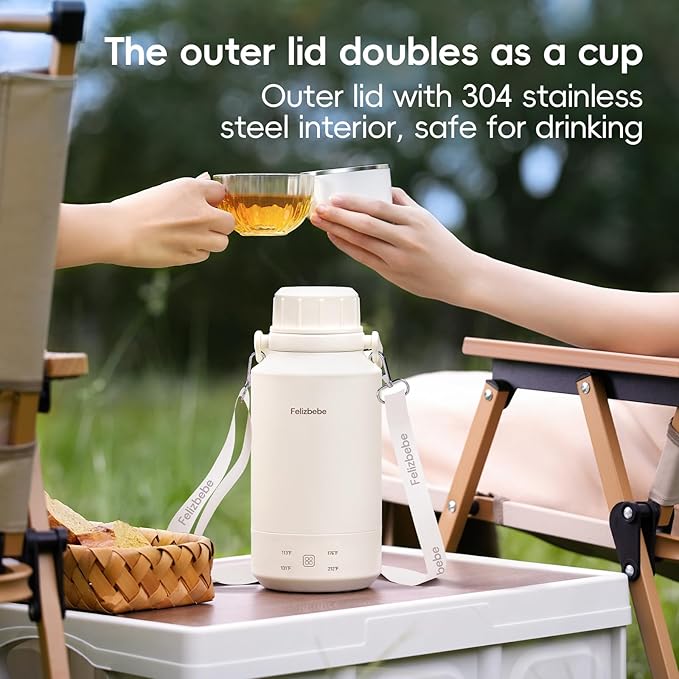 1000mL Portable Electric Kettle, 304 Stainless Steel Water Boiler with 4 Temp Settings, Keep Warm & Boil-Dry Protection, Electric Tea Kettle for Travel, Hotel, Camping (120V Outlets)