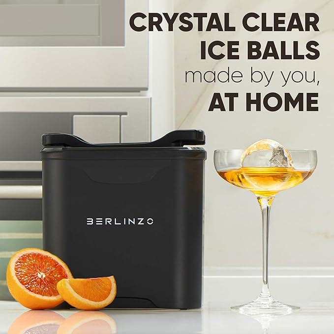 Berlinzo Premium Clear Ice Ball Maker Mold - 2 Large 2.4" Crystal Clear Ice Balls for Whiskey, Cocktails & Bourbon, Easy-to-Remove Ice Sphere Mold - Storage Bag Included (Non-Electric)