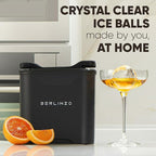Berlinzo Premium Clear Ice Ball Maker Mold - 2 Large 2.4" Crystal Clear Ice Balls for Whiskey, Cocktails & Bourbon, Easy-to-Remove Ice Sphere Mold - Storage Bag Included (Non-Electric)