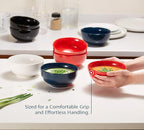 KooK Soup Bowls, Cereal Bowl, Ceramic, Bowls for Kitchen, Microwave, Dishwasher and Freezer Safe, Porcelain Dishes for Pasta, Salad, Oatmeal, Deep Interior, 20 oz, Set of 6, (Red)