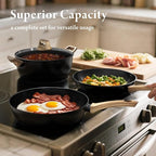 23 Pcs Pots and Pans Set, Non Stick Ceramic Cookware Set with 3 Frying Pans, Healthy Non-Toxic, Large Capacity,Induction Compatible, PFAS/PTFE/PFOA Free, Black