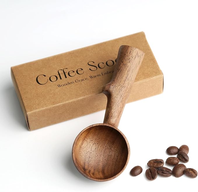 Walnut Coffee Scoop,Wooden Coffee Bean Measuring Spoon,5g Capacity,Natural Wood Coffee Scoop for Tea,Sugar & Powder,Rustic Kitchen Gift for Coffee Lovers