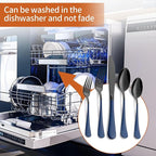 20 Piece Black Blue 18/0 Flatware Utensil Set for 4, Include Dinner Knife,Dinner Forks,Dinner Spoons,Salad Forks,Teaspoons,Silverware Set for 4, Dishwasher Safe