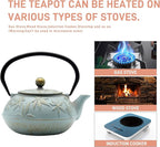 Cast Iron Teapot Tea Kettle with Stainless Steel Infuser for Stovetop Safe Coated with Enameled Interior Japanese Tetsubin with Maple Leaves Pattern(30.4oz/900ml) (Color-5)