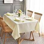 maxmill Jacquard Table Cloth Swirl Pattern Spillproof Wrinkle Resistant Heavy Weight Soft Tablecloth for Kitchen Dinning Tabletop Decoration Outdoor Picnic Rectangle 52 x 70 Inch Ivory