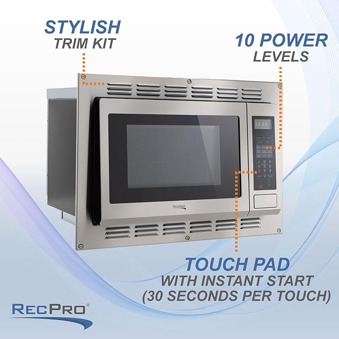 RecPro RV Convection Microwave Stainless Steel 1.1 cu. ft. | 120V | Microwave | Appliances | Direct Replacement for High Pointe and Greystone
