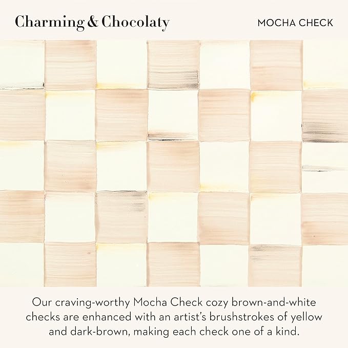 MACKENZIE-CHILDS Enamel Square Baking Pan for Oven, Square Oven Pan, 8", Brown-and-White Mocha Check