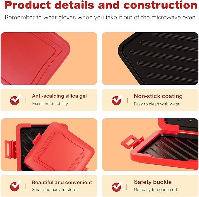 RED Microwave Toastie Sandwich Maker with Butter Knife, Microwave Toaster, Sandwich Maker, Panini Maker, Dishwasher Safe,NO Electricity,Wireless,Time Saving,Fast,Toastie Safe in Microwave Oven
