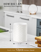 Nucookery 6.4'' Utensil Holder - Ceramic Utensil Holder for Kitchen Counter, Large Capacity Countertop Storage, Farmhouse Style Utensil Crock Organizer for Spoons, Spatulas & Cooking Tools