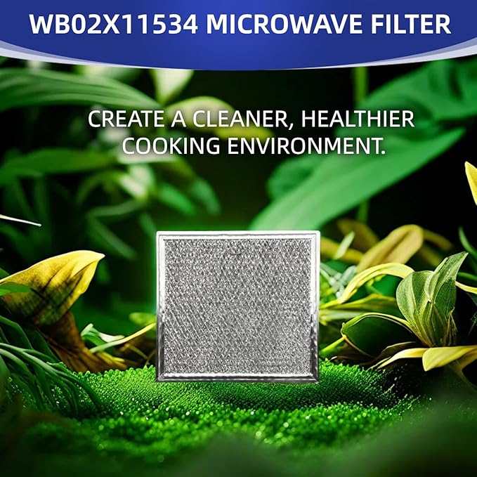 WB02X11534 Filter Replacement For G.E Microwave Oven Aluminum Grease Filter 6-3/8 x 6-3/4 x 3/32 In 2-Pack
