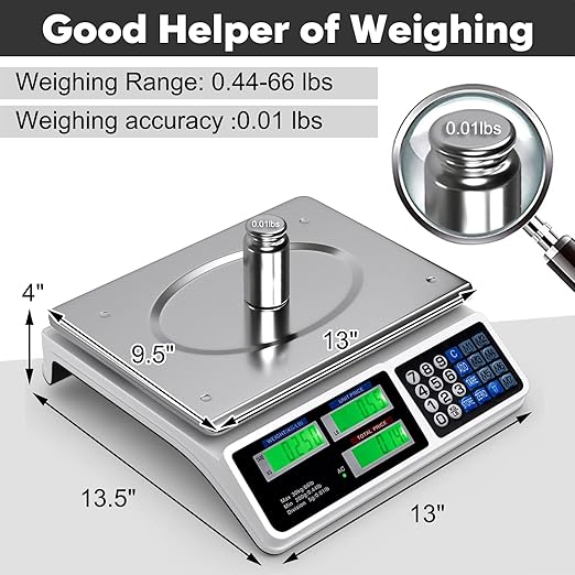 Goplus 66 LB Deli Scale Price Computing Commercial Food Produce Electronic Counting Weight (Silver)