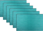 PIGCHCY Placemats,Washable Durable Vinyl Woven Table Mats,Elegant Heat Resistant Placemats for Dining Table Set of 6 (18 x 12 inches, Turquoise)