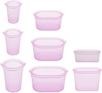 Zip Top Reusable Food Storage Bags | Full Set of 8 [Lavender] | Silicone Meal Prep Container | Microwave, Dishwasher and Freezer Safe | Made in the USA