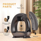 Single Serve Coffee Maker For K Cup Pod and Coffee Grounds /Tea, Fast Brew in 2 minutes, 2 IN 1 One Button Coffee Machine 4-8 Oz Brew Sizes, Stylish＆Compact For Home, Office, RV and Dorm, Black