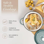 Nuovva Enamelled Cast Iron Dutch Oven Pot with Lid 6.4 Quart Non Stick Casserole Pot – Heavy Duty & Oven Safe up to 500° F for Bread Baking, Braising, Stews, Roasting – 28cm Sea Salt