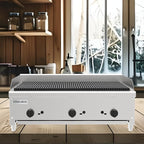 36 Inch Commercial Gas Charbroiler, Stainless Steel Countertop Grill with 3 Burners 84000 BTU, Heavy Duty Restaurant BBQ Broiler, Natural Gas/Propane, Cast Iron Grates