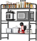 3 Tier Shelving Unit, Heavy Duty Metal Wire Shelf 30.75 Inch Wide Storage Rack for Pantry Kitchen Closet, Stackable & Adjustable, Black