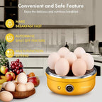 VOBAGA Electric Egg Cooker, Rapid Egg Boiler with Auto Shut Off for Soft, Medium, Hard Boiled, Steamed Eggs, Vegetables and Dumplings, Stainless Steel Tray with 7-Egg Capacity (Yellow)