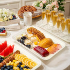 SUT 6-Pack Ivory Serving Trays for Entertaining-16 x 11" Serving Platters for Snacks, Fruit, Cookies, Dessert, Reusable Plastic Trays for Serving Food and Party Organization in Kitchen & for Parties