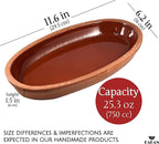 Hakan Bergama Handmade Oval Clay Pan Set of 2 | Terracotta Pans Glazed Inside | Casserole Dishes for Oven Baking | Traditional Earthenware Clay in Box, Large, 4.8 x 10.25 x 1.5-inch 13.5 Oz (400 cc)
