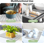 Stone Dish Drying Mat for Kitchen Counter,24"(L)×16"(W) Collapsible Fast-Drying Diatomaceous Earth Mats with Towel Sanding Tool,Versatile Stone Drying Mats for Cups Dishes Bottles