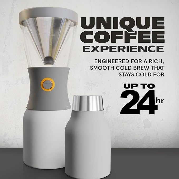 asobu Cold Brew Coffee Maker, Award-Winning 40oz Insulated Cold Brew Brewer with Portable Stainless Steel Carafe – No.1 Europe Coffee Fest Winner, Leakproof, BPA-Free, Keeps Cold 24H