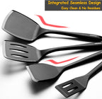 Silicone Spatula Set, 600°F Heat Resistant Silicone Spatula Turner Flipper for Cooking, Non Stick and Non Scratch Kitchen Utensils for Eggs & Pancakes, 4 Pack, Black