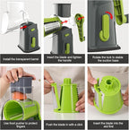 Ourokhome Rotary Cheese Grater Cheese Shredder, Mandoline Vegetable Slicer with 5 Interchangeable Blades and Strong Suction Base for Fruit, Vegetables, Nuts Grey